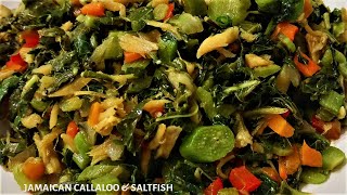 Jamaican style Callaloo and Saltfish  Recipe for cooking callaloo the Jamaican way  Jerenes Eats [upl. by Tattan]