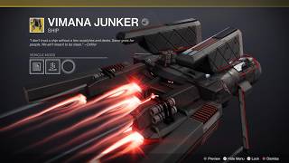 How to get Vimana Junker exotic ship  Vaulted Obstacles Triumph Destiny 2 [upl. by Gare]