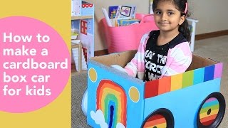 How to make a cardboard car for kids DIY cardboard projects kids rainbow craft [upl. by Obellia]