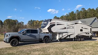 Towing the Big Horn 5th Wheel with a puny 66l GMC  will it tow [upl. by Dollar]