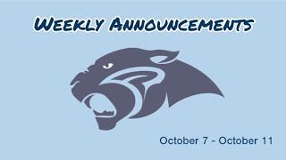 PCHS Announcements 10 7 24 [upl. by Kippie]