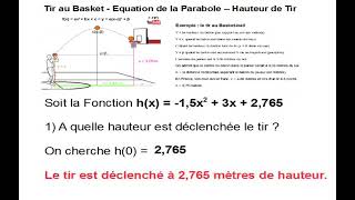 EPS et Maths  Tir au Basket  Hauteur du ballon  Équation de la trajectoire parabolique [upl. by Ylrebmik69]