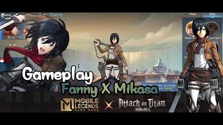 Gameplay Fanny X Mikasa Effect Skin Mlbb X AOT 🔥 [upl. by Akinom]