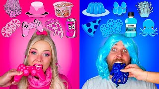 ASMR COLOR FOOD MUKBANG Pink VS Blue Food Challenge Eating Only One Color Food [upl. by Maurilia]