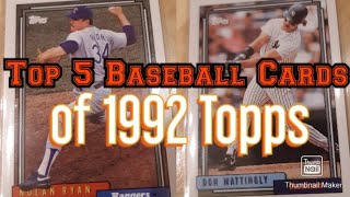 Top 5 Baseball Cards of 1992 Topps [upl. by Hartmann]