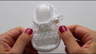 Sandalia a ganchillo bebe 03 meses crochet baby sandals crochet baby shoes patucos [upl. by Nerat]