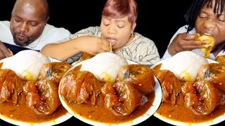 ASMR MASSIVE FUFU and COWLEG with OGBONO SOUP African Food mukbang sound eating challenge [upl. by Aivun101]