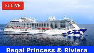 SHIPS TV  Regal Princess amp Riviera Departing Southampton Live Stream Cruise Ships Spotting [upl. by Ikcin]