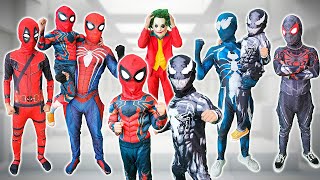 KID SPIDER MAN Become BAD GUYS amp Rescue Venoms Son  What If 5 SPIDERMAN amp JOKER in 1 HOUSE [upl. by Kazue]