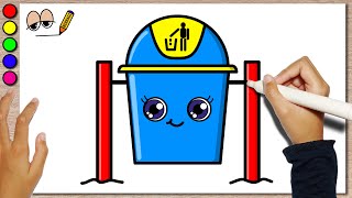 Drawing Dustbin for Kids and Toddlers Simply  How to Draw Cute Dustbin [upl. by Enyamrahc792]