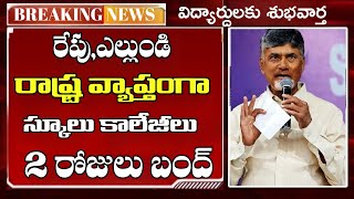 రేపు ఎల్లుండి రాష్ట్ర వ్యాప్తంగా స్కూల్ కాలేజీలు బంద్ ap schools colleges bandh [upl. by Lenhart]