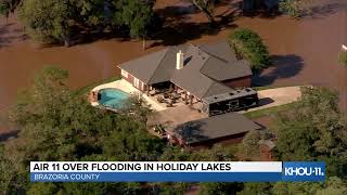 WATCH Air 11 over flooding in Holiday Lakes in Brazoria County [upl. by Beaner]