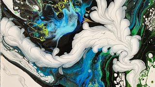 Cloud Effect Paint Pouring Series  Decoart Satin Enamel White quotFlowersquot Part 3 [upl. by Nohtan14]