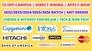 12 Off Campus  20222023202420252026 batch  Tech amp NonTech role [upl. by Arriet]