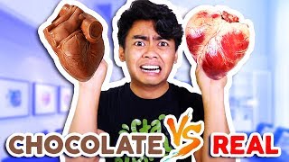 CHOCOLATE FOOD VS REAL FOOD Hearts Alligator Shark and more [upl. by Kcaz]