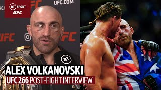 quotThe guillotine was DEEP But I kept fightingquot Volkanovski reacts to win at UFC 266 [upl. by Llenram]