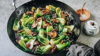 Bok Choy And Mushroom Stir Fry Recipe [upl. by Ydahs79]