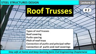 Roof Truss  Types of Trusses  Pitch  Purlin Spacing  Connection of Purlin and Rafter [upl. by Meean]