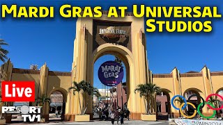 🔴Live Mardi Gras at Universal Studios  Tribute Store Parade amp More  Universal Orlando  2724 [upl. by Aluk799]