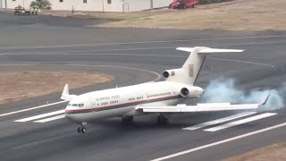 The legendary B727  Landing amp Take Off in Madeira  Visit of the President of Burkina Faso [upl. by Hodges]