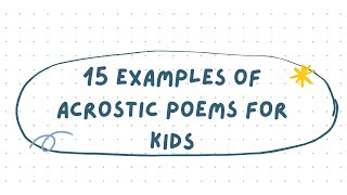 10 Examples of Acrostic Poems For Children shorts [upl. by Eisset872]