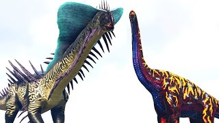 ULTIMATITANURANUS vs BRACHIOSAURUS and CARCHAR  ARK Dino Battle [upl. by Ainegue]