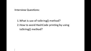 What is the use of toString method [upl. by Sutsuj]