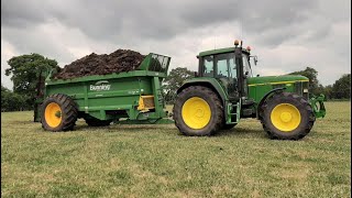 Muck Spreading  John Deere 6910 and Bunning spreader [upl. by Haeel]