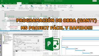 PROGRAMACIÓN DE OBRA GANTT MS PROJECT FÁCIL Y RÁPIDO [upl. by Yasmar946]