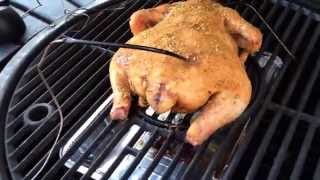 Smoking a whole chicken on the akorn char griller grill [upl. by Lesde]