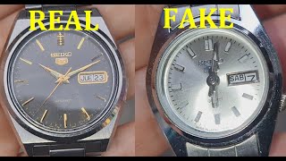 Seiko 5 real vs fake How to spot fake Seiko 5 wrist watch [upl. by Ullund]