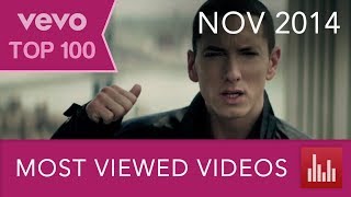 Vevos 100 Most Viewed Music Videos Nov 2014 [upl. by Nilatak]