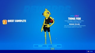 How to Unlock Banana Yellow Toona Fish in Fortnite  Find Bottles of Banana Yellow in Rainbow Rental [upl. by Grodin162]