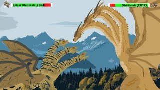 DC2 King Ghidorah 2019 vs Keizer Ghidorah 2004  ANIMATION with healthbars [upl. by Sutsuj]