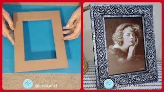 HOW TO CREATE BEAUTIFUL PHOTO FRAME ONLY USING CARDBOARD FAST AND EASY HOMEMADE DIY [upl. by Aderf220]