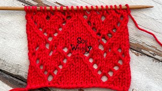 How to knit the Hearts Lace stitch suitable for nonexperts  So Woolly [upl. by Reivaz]