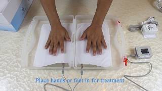 Iontophoresis machine for hyperhidrosis hands and feet  Iontocure latest device iD200 demo [upl. by Nollie]