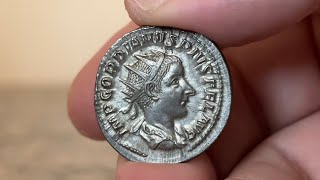 Antoninianus  Gordian III DOUBLE Denarius Silver Coin 240 AD [upl. by Orgell56]