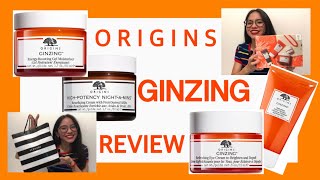 ORIGINS GINZING REVIEW  Gel MoisturizerEye CreamScrub CleanserHigh Potency NightaMins  2020 [upl. by Audrye243]