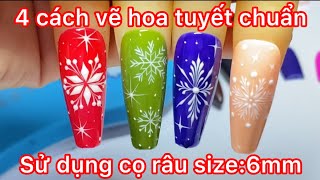 Mẫu nails noel 4 cách vẽ hoa tuyết cơ bản lên móng tay [upl. by Lonergan]