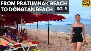 WALK ALONG PRATUMNAK BEACH AND DONGTAN BEACH PATTAYA THAILAND 2024 [upl. by Laurin]