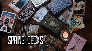 SPRING DECKS  Springy Tarot and Oracle Decks  Earthy Fae Gorgeous and Greek [upl. by Kemeny]