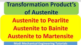 Transformation products of austenite Austenite to Pearlite Bainite and Martensitematerialscience [upl. by Halimaj]