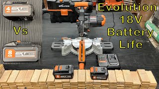 HOW MANY CUTS Testing Evolution 8Ah and 4Ah Batteries Cutting 4quot x 2quot Timber With The R185SMSLi [upl. by Olivette725]