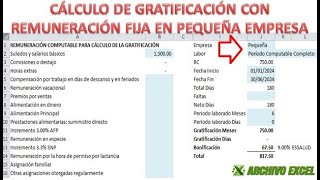 Cálculo de Gratificación con remuneración fija de pequeña empresa [upl. by Ern]