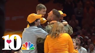 Welcome home  Navy father surprises family during Vols basketball game [upl. by Herbst]