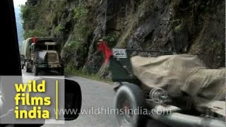 Army trucks on way to IndoChina border in Sikkim [upl. by Camel]