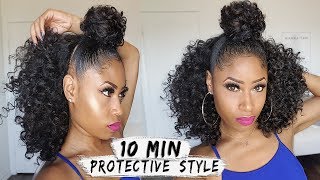 EASY 10MIN BUN  HALF DOWN CURLY STYLE  hair howto [upl. by Ahsrav]