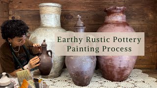 Earthy Rustic Pottery Painting Process [upl. by Dunston]