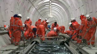 Crossrail Railway Systems First permanent tracks laid in the Crossrail tunnels [upl. by Michal]